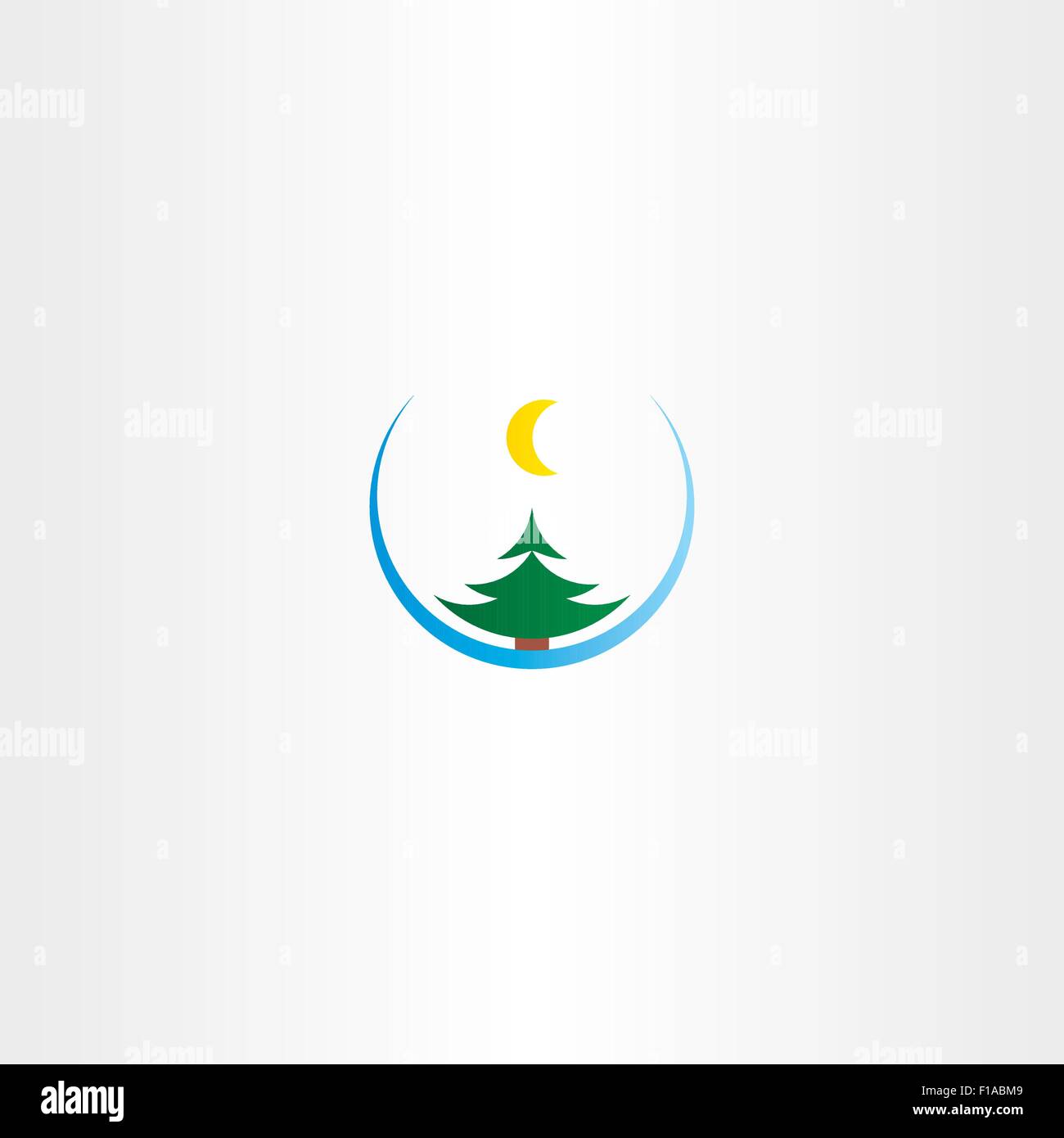 Nuit de Noël neige arbre et la lune icône concevoir Illustration de Vecteur