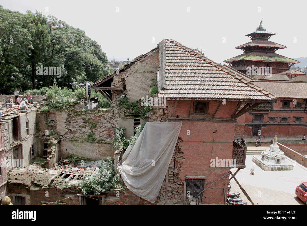 Patan Durbar Square dans le centre de la ville de Lalitpur au Népal 3 mois après le séisme d'avril 2015 Banque D'Images