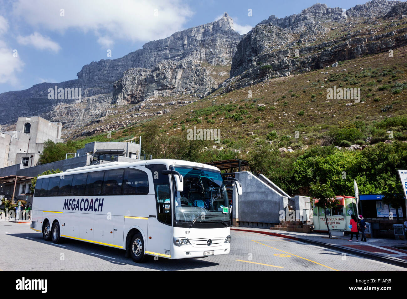 Cape Town Afrique du Sud,Africain,Table Mountain National Park,Tafelberg Road,Aerial Cablecar Cableway tramway,Lower Upper station,coach,bus,Visitors tra Banque D'Images