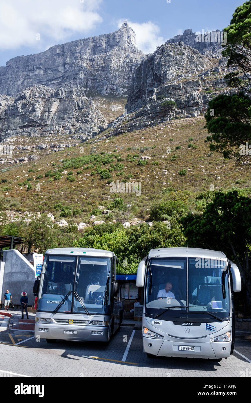 Cape Town Afrique du Sud,Africain,Table Mountain National Park,Tafelberg Road,Aerial Cable car cars tramway,Lower Upper station,car,bus,visito Banque D'Images