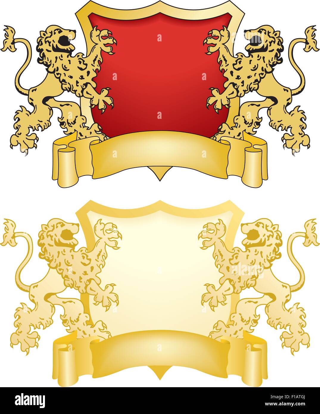 Bouclier et bannière avec les Lions, deux variations Illustration de Vecteur