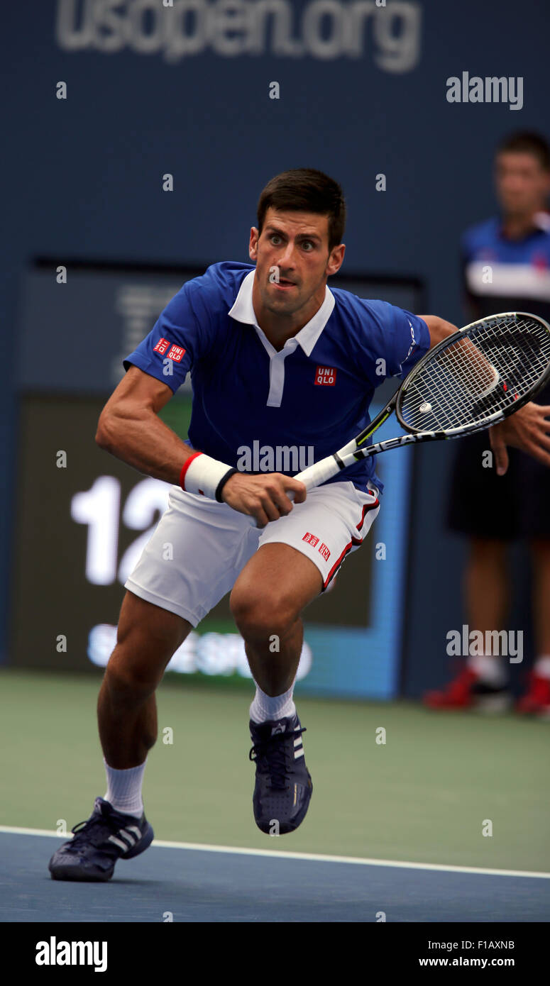 New York, USA. Août 31, 2015. Numéro un Novak Djokovic au premier tour contre Joao Souza du Brésil le lundi 31 août, à l'US Open à Flushing Meadows, New York. Crédit : Adam Stoltman/Alamy Live News Banque D'Images