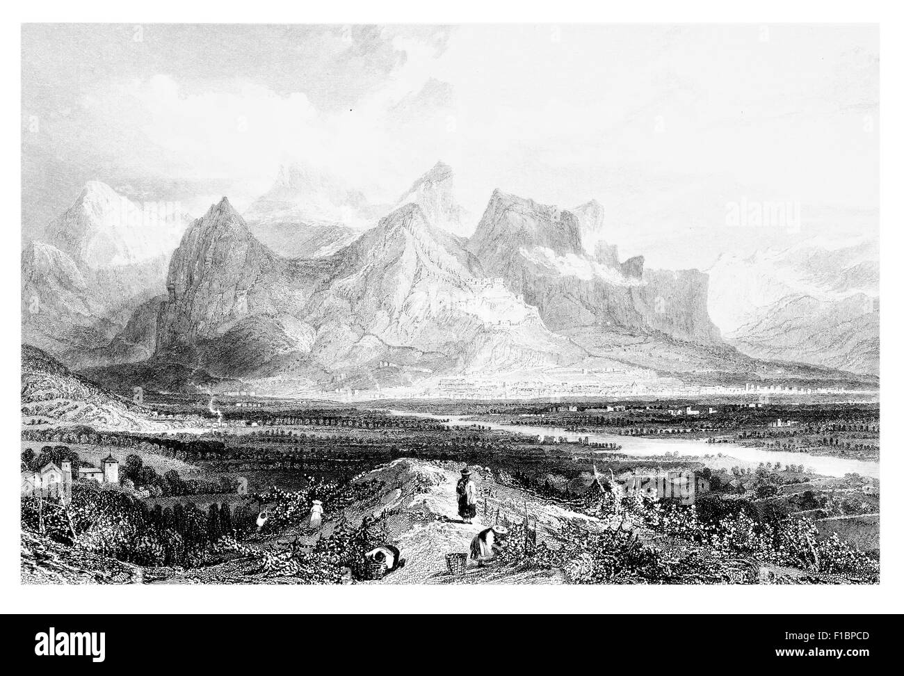 La grande chartreuse de Grenoble montagne Rhone Alpes valley vue lointaine panorama Banque D'Images