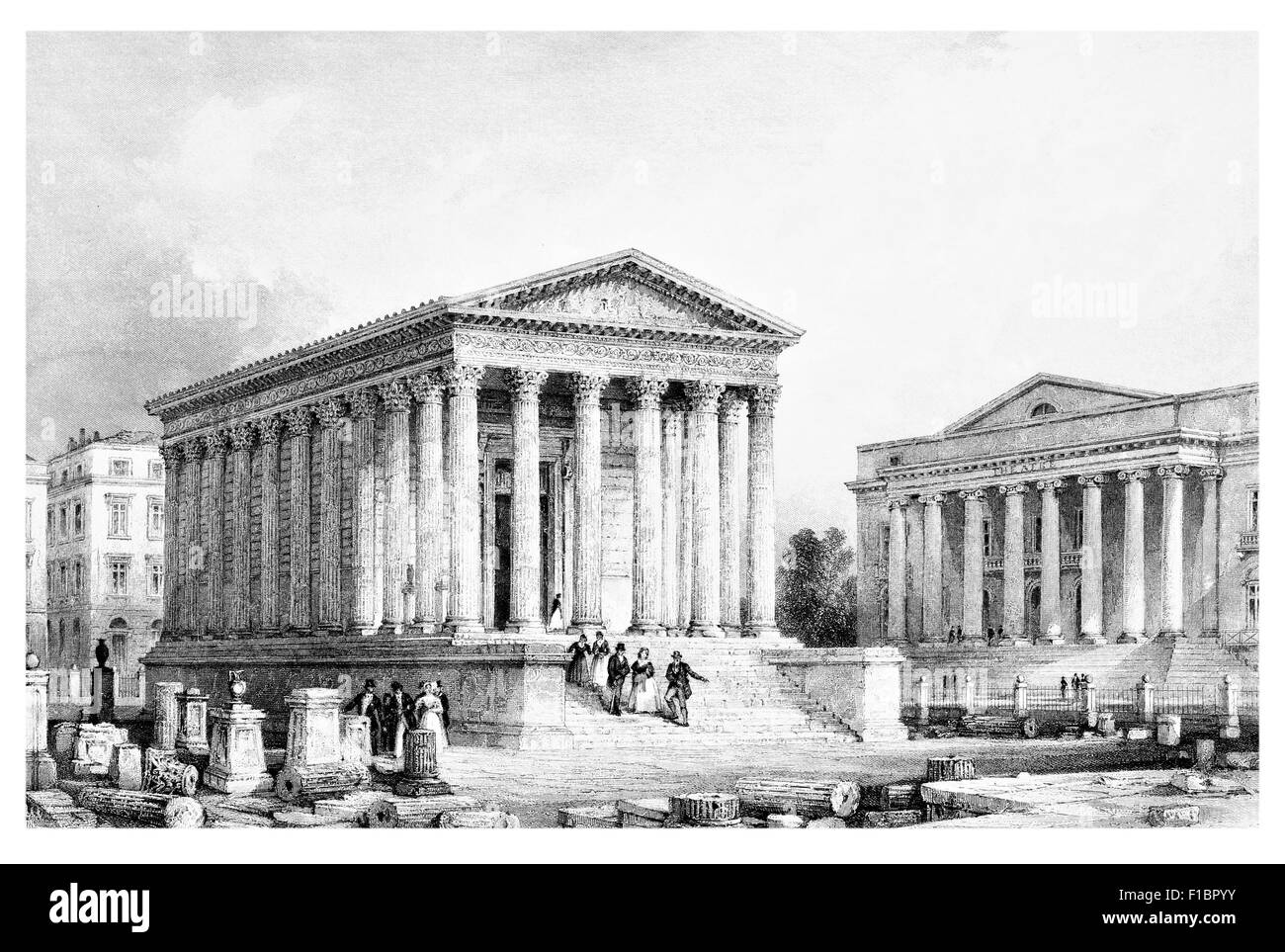 Nismes Maison Carrée Nîmes Provence Temple romain Gaius Caesar Lucius Banque D'Images