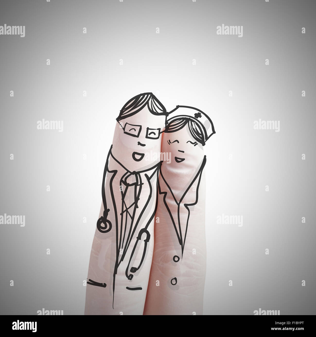 Quel Beau Couple A La Main Et Des Doigts Medecin Et L Infirmier Photo Stock Alamy