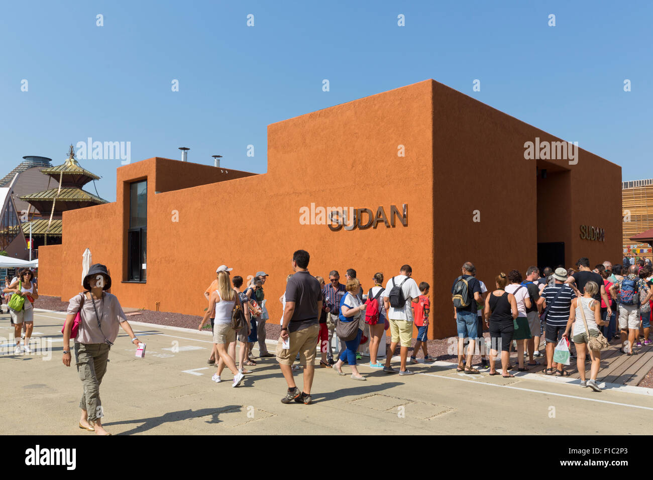 Milan, Italie, 12 août 2015 : Détail du pavillon du Soudan à l'exposition Expo 2015 de l'Italie. Banque D'Images