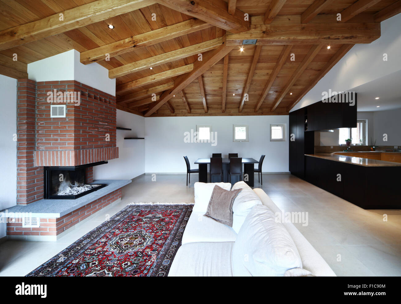 Loft meublé appartement moderne, salle de séjour Banque D'Images