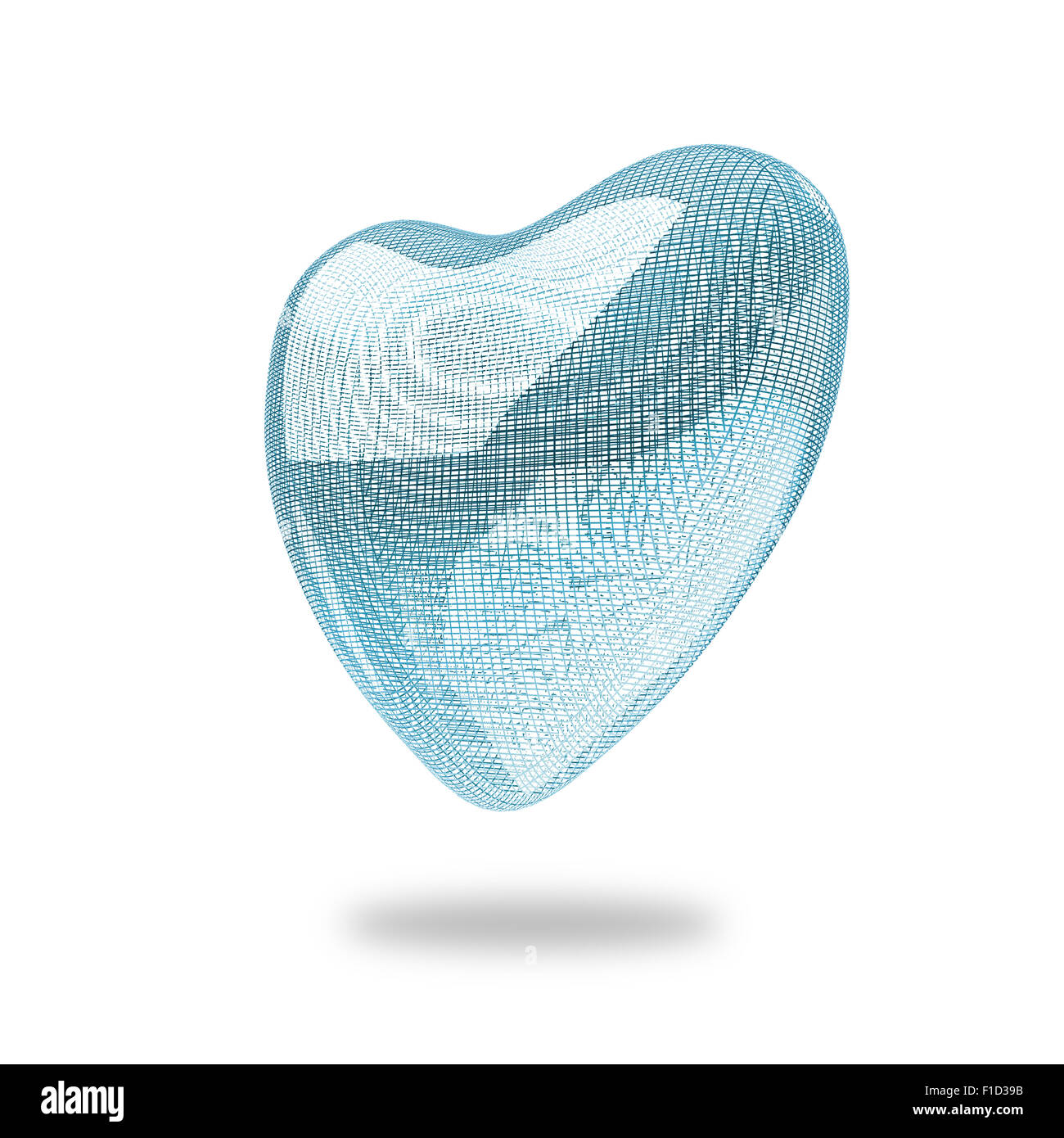 Lignes de coeur mesh 3d sur fond blanc Banque D'Images