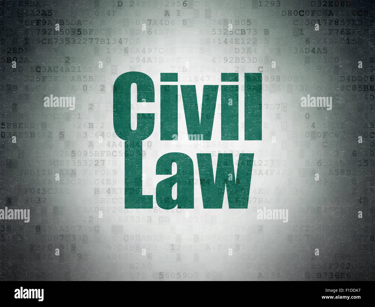 Concept de droit : Droit civil sur fond de papier numérique Banque D'Images