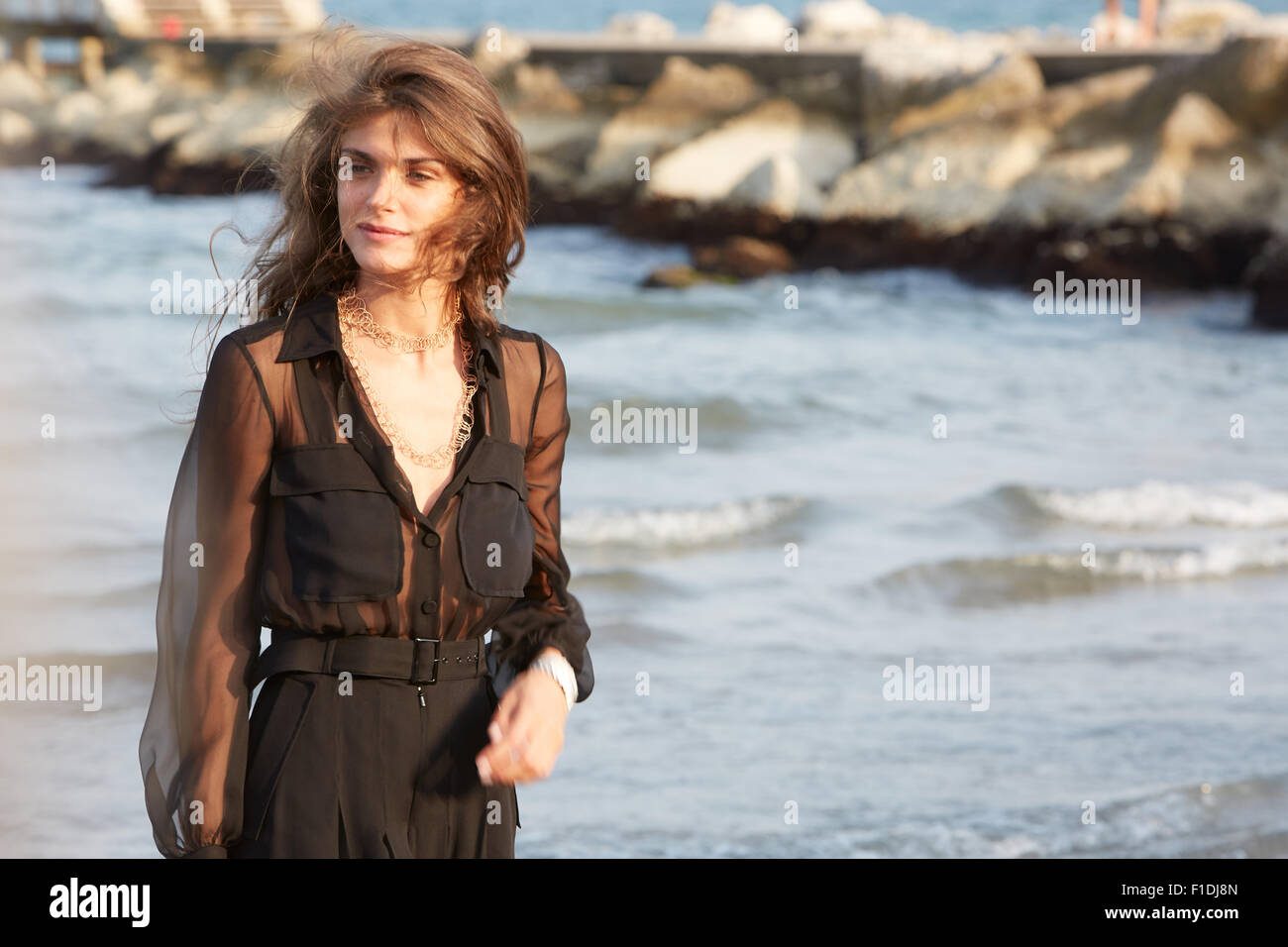 Venise, Italie, du 1er septembre 2015. Modèle et actrice Elisa Sednaoui, 72e Festival du Film de Venise patronne photocall sur le bord de mer à Venise. Crédit : A. Astes/Alamy Live News Banque D'Images