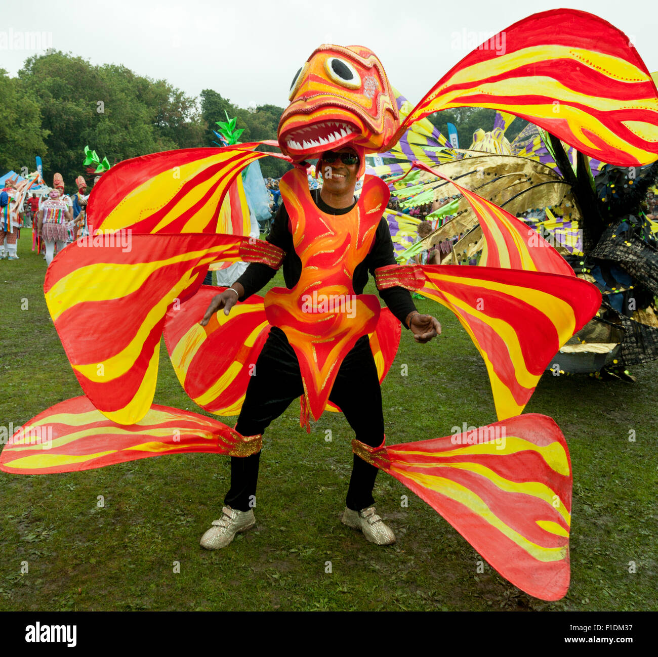 Leeds, West Yorkshire, Royaume-Uni. 31 août, 2015. Carnival parader, Potternewton Park, Leeds, West Yorkshire UK Crédit : Graham Hardy/Alamy Live News Banque D'Images