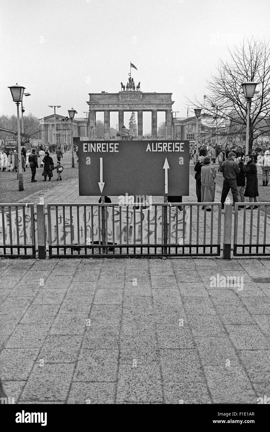 Porte de Brandebourg, après le mur de Berlin est tombé, Banque D'Images