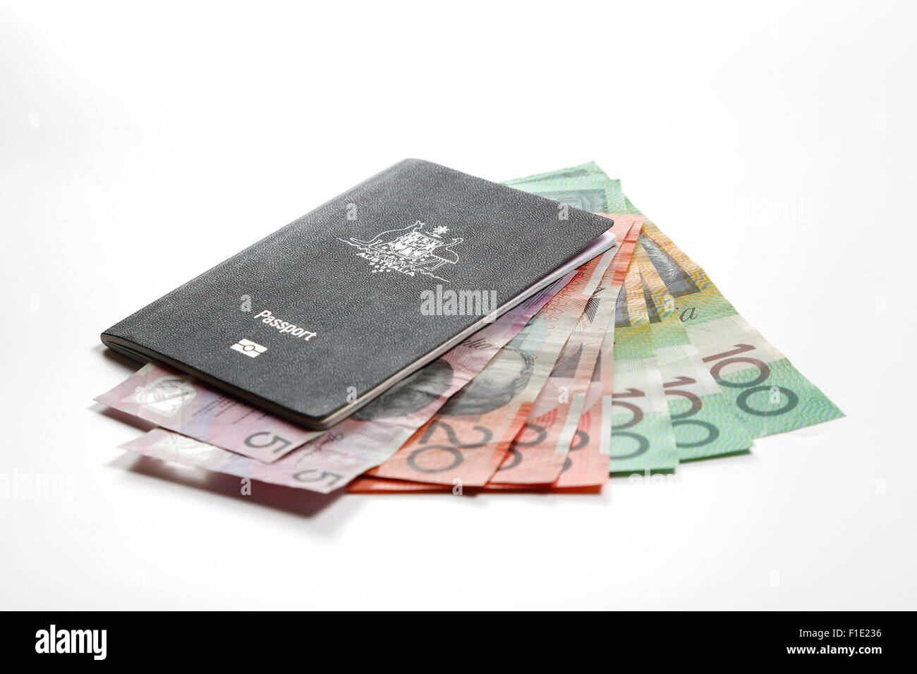 Passeport australien et en dollars Banque D'Images