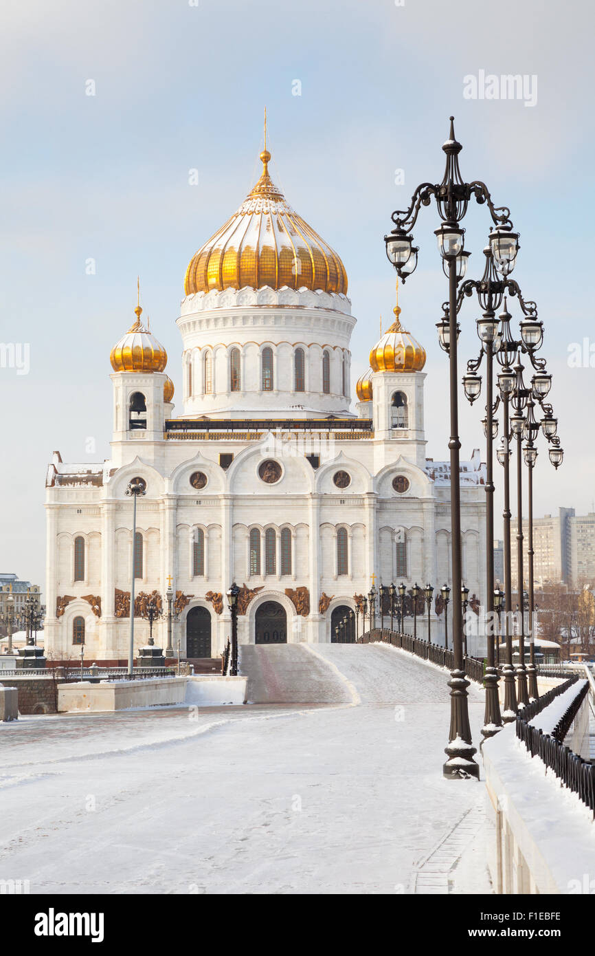 L'Église du Christ Sauveur à Moscou à l'hiver magnifique Banque D'Images