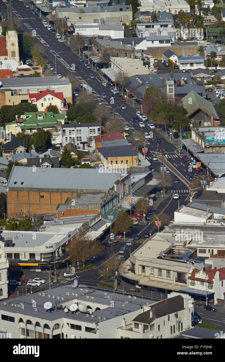 Ponsonby Road, Ponsonby, Auckland, île du Nord, Nouvelle-Zélande - vue aérienne Banque D'Images