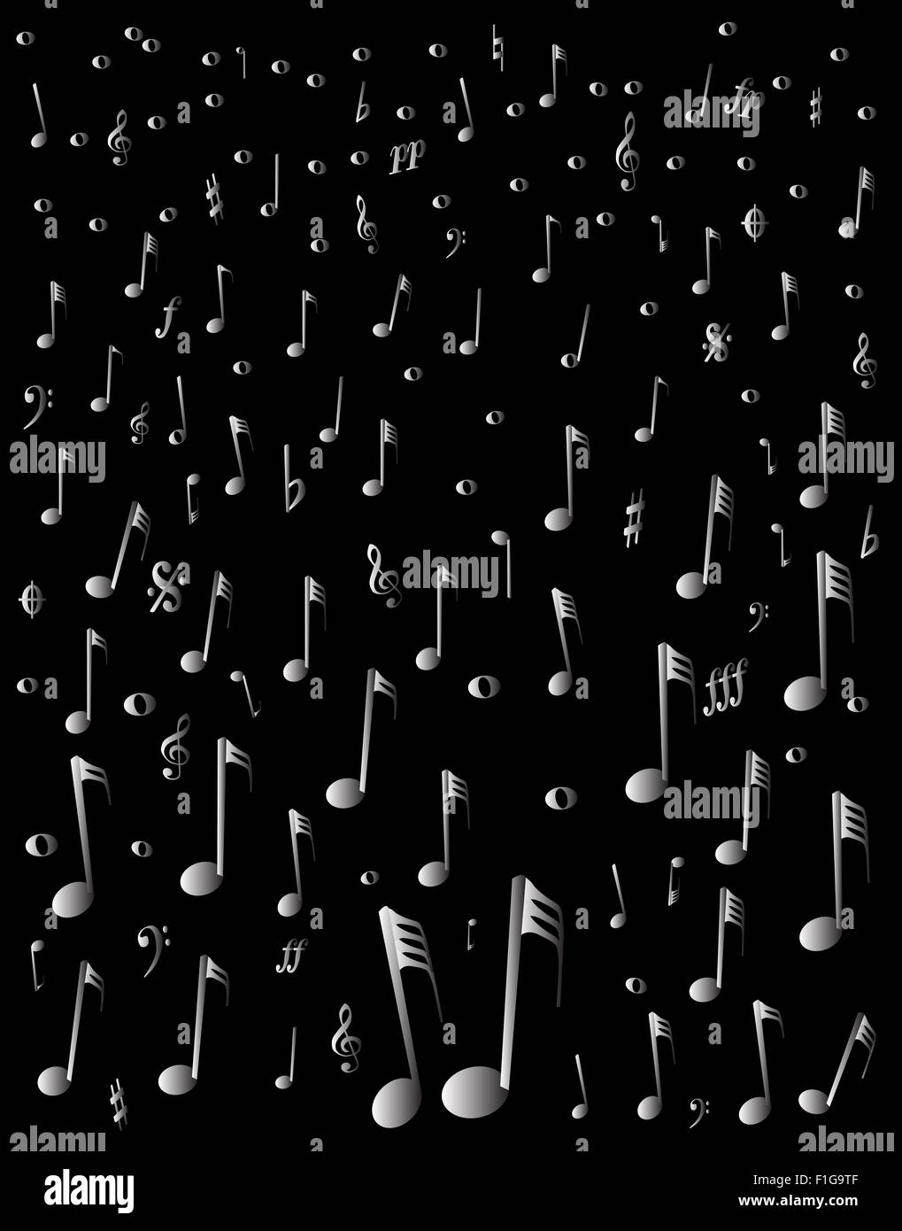 Une sélection de notes de musique et des symboles relevant que si la pluie Banque D'Images