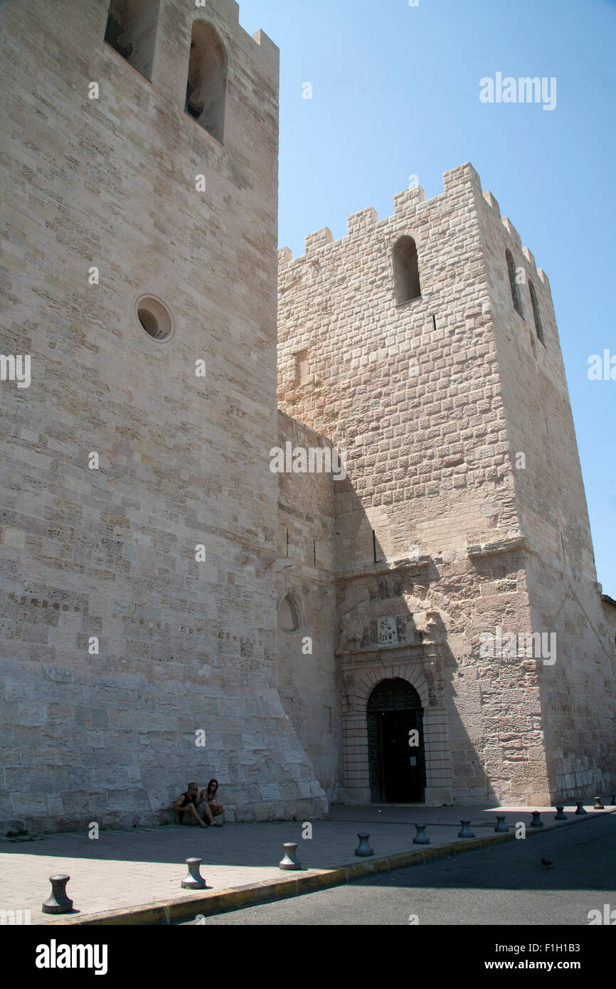 La tour fortifiée de l'abbaye de Saint Victor, Marseille France Banque D'Images