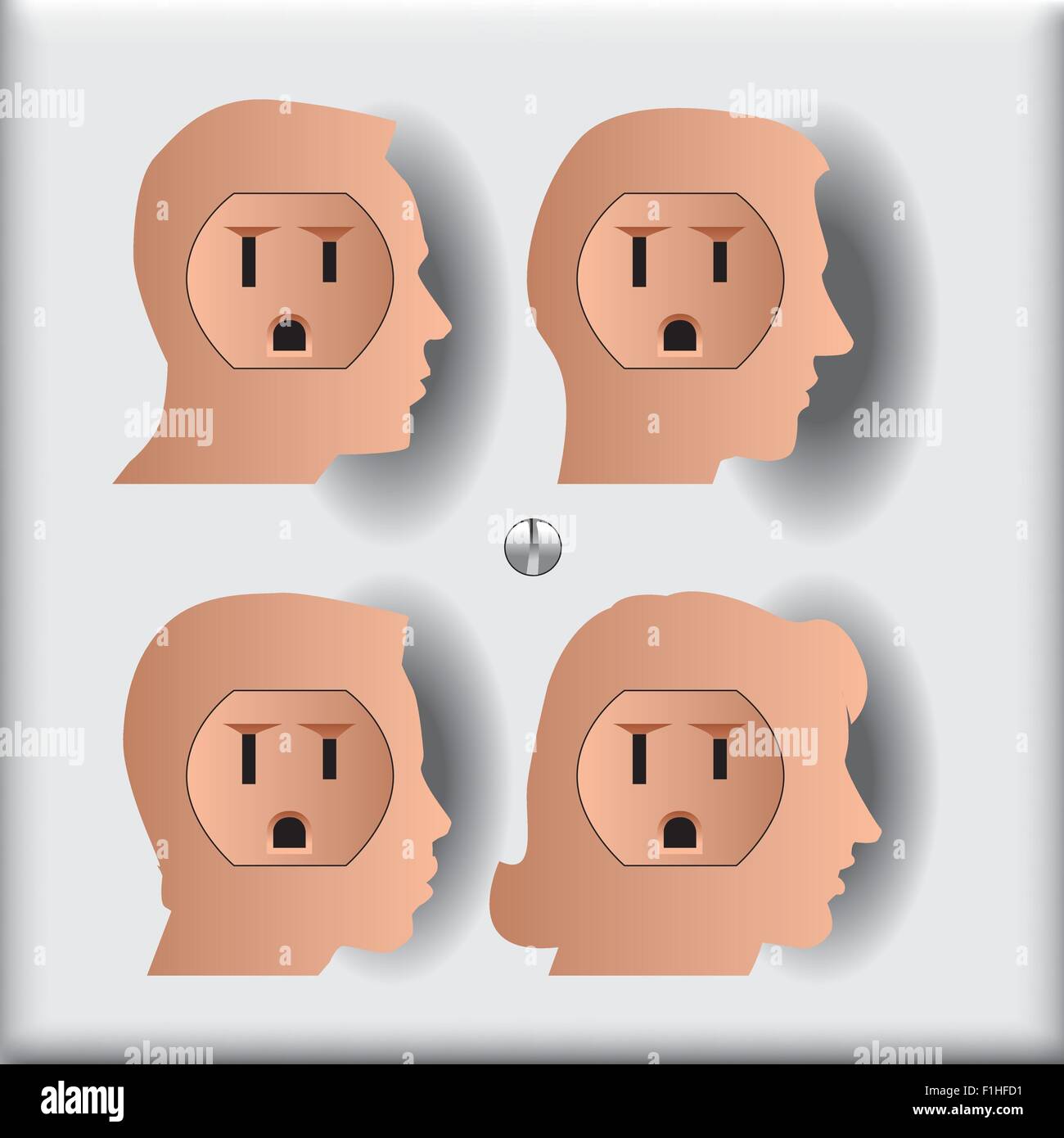 Quatre personnes qui sont prêts à se brancher au réseau social Illustration de Vecteur