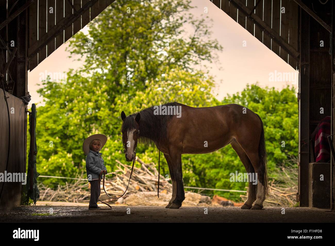 Boy à cheval Banque D'Images