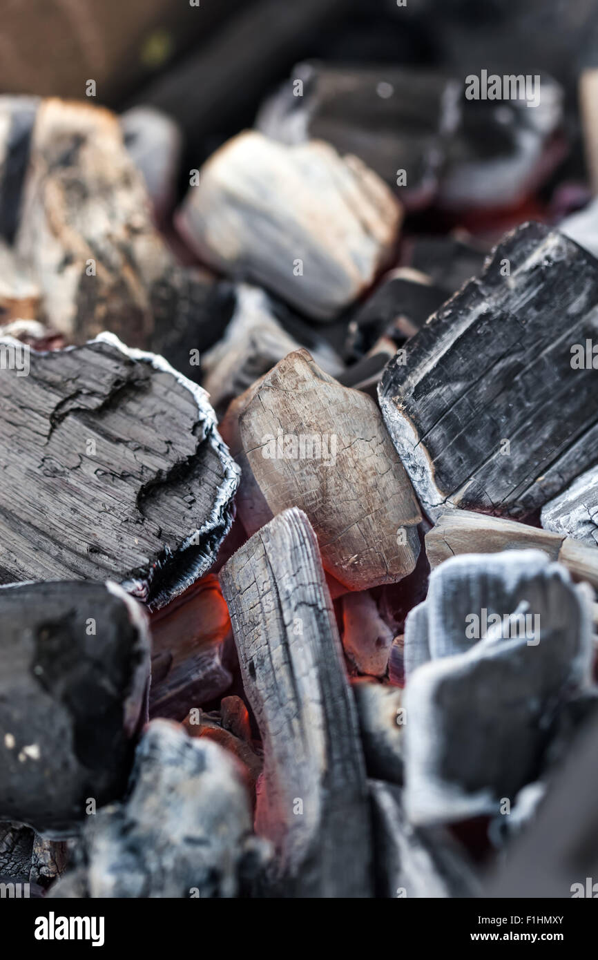 La combustion du charbon dans l'arrière-plan, barbecue Banque D'Images