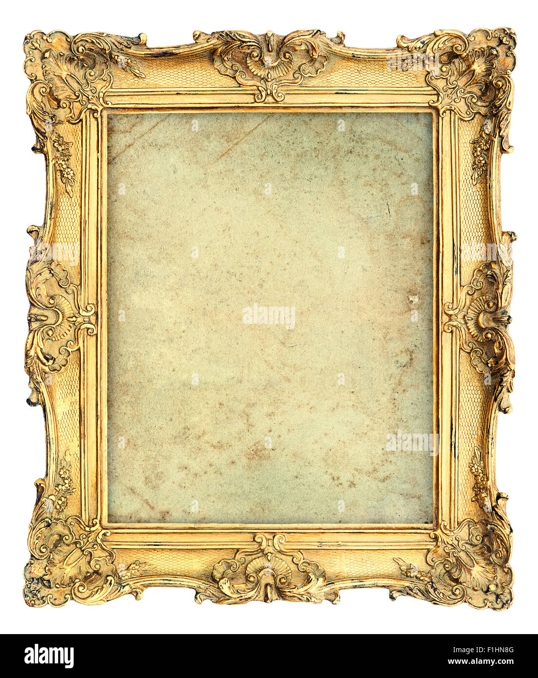 Cadre photo style baroque doré avec toile isolé sur fond blanc. Objet  Vintage Photo Stock - Alamy