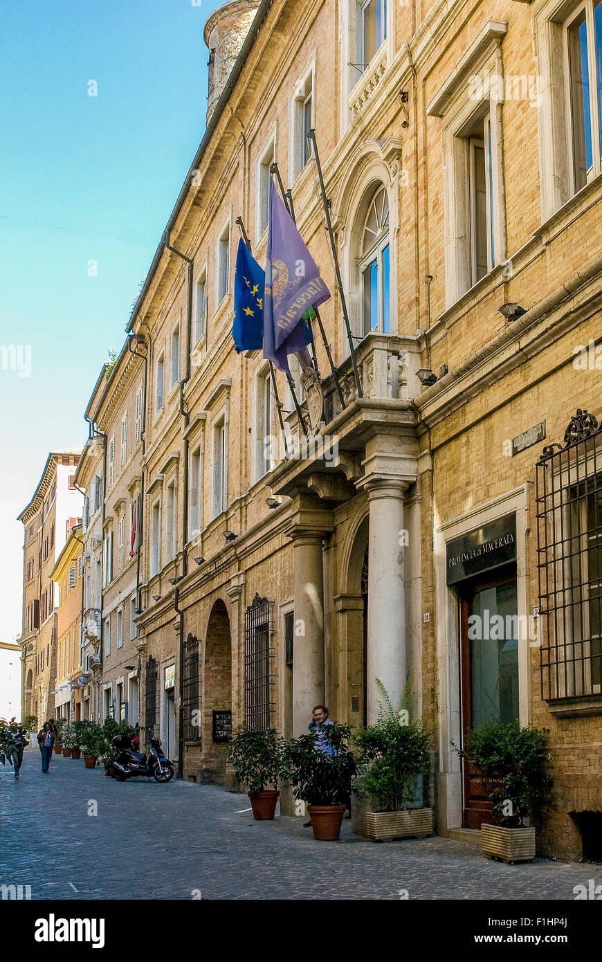 Italie Marche Macerata Province Palace Banque D'Images