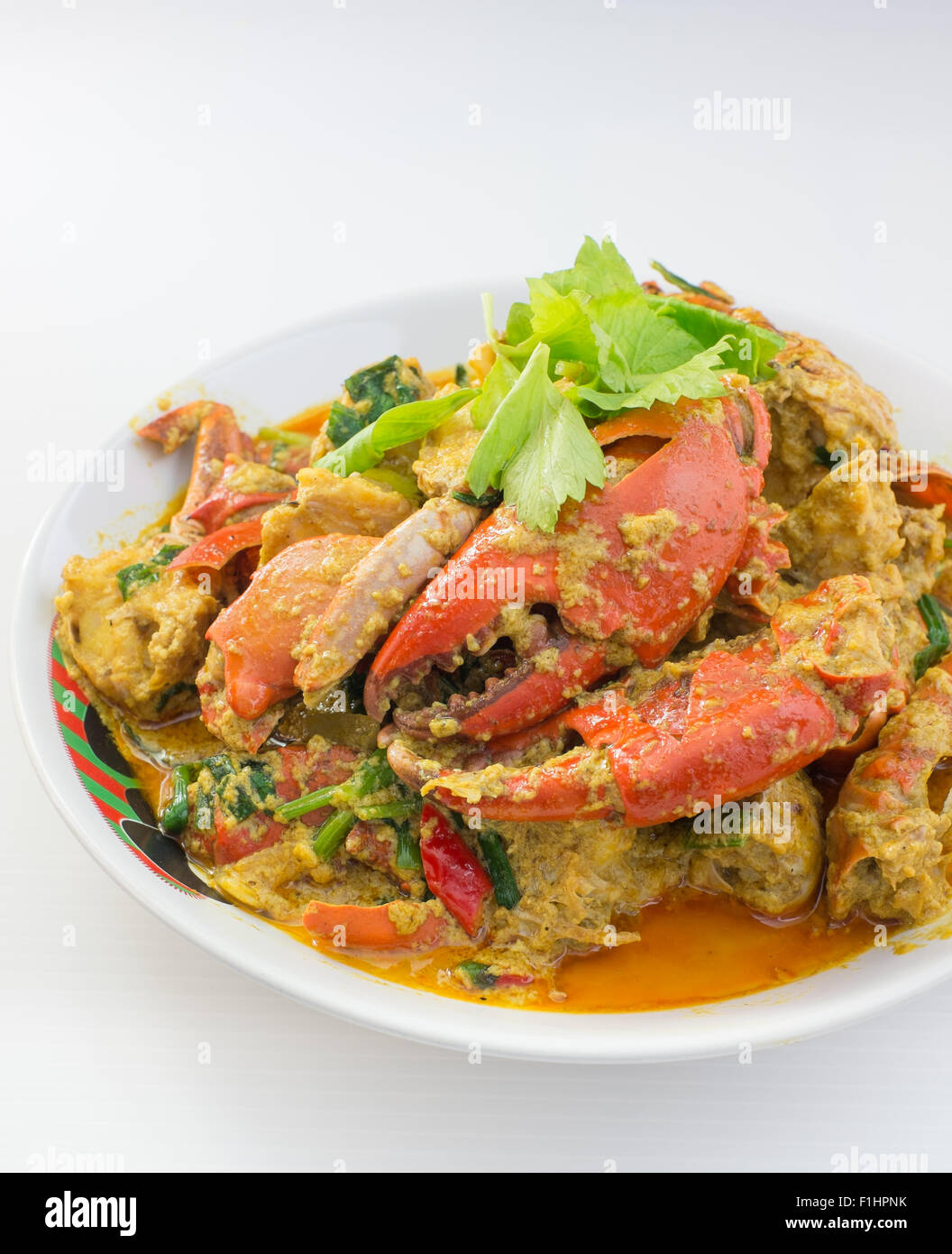 Remué le crabe frit avec du curry Banque D'Images