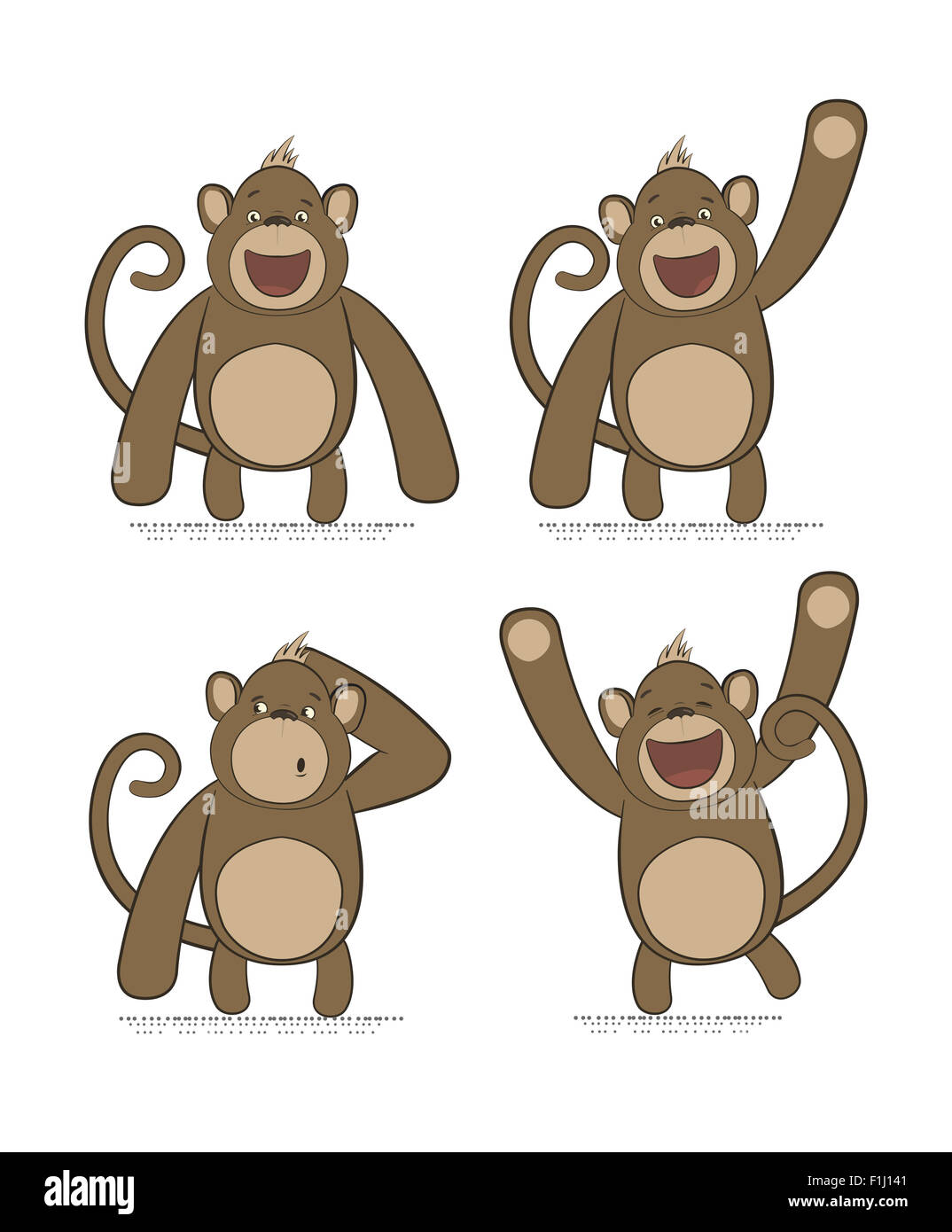 Vector set de singes avec différentes émotions, Nouvel An 2016 en symbole zodiaque Oriental Banque D'Images