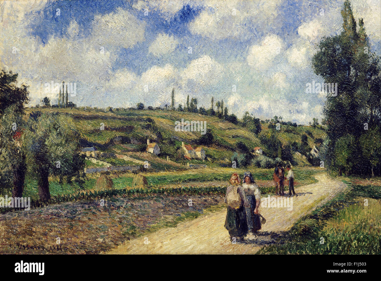 Camille Pissarro - Paysage près de Pontoise, la route d'Auvers Banque D'Images