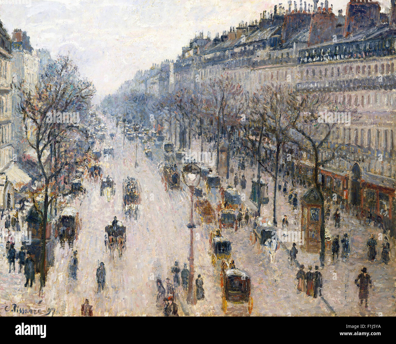 - Camille Pissarro Le Boulevard Montmartre, un matin d'hiver Banque D'Images