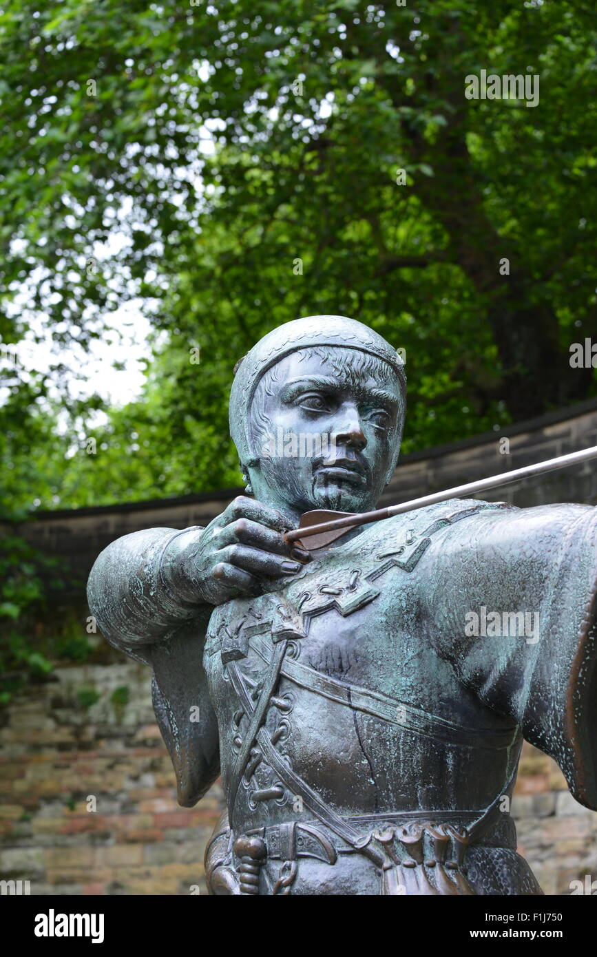 Statue de Robin des Bois, le château de Nottingham Banque D'Images