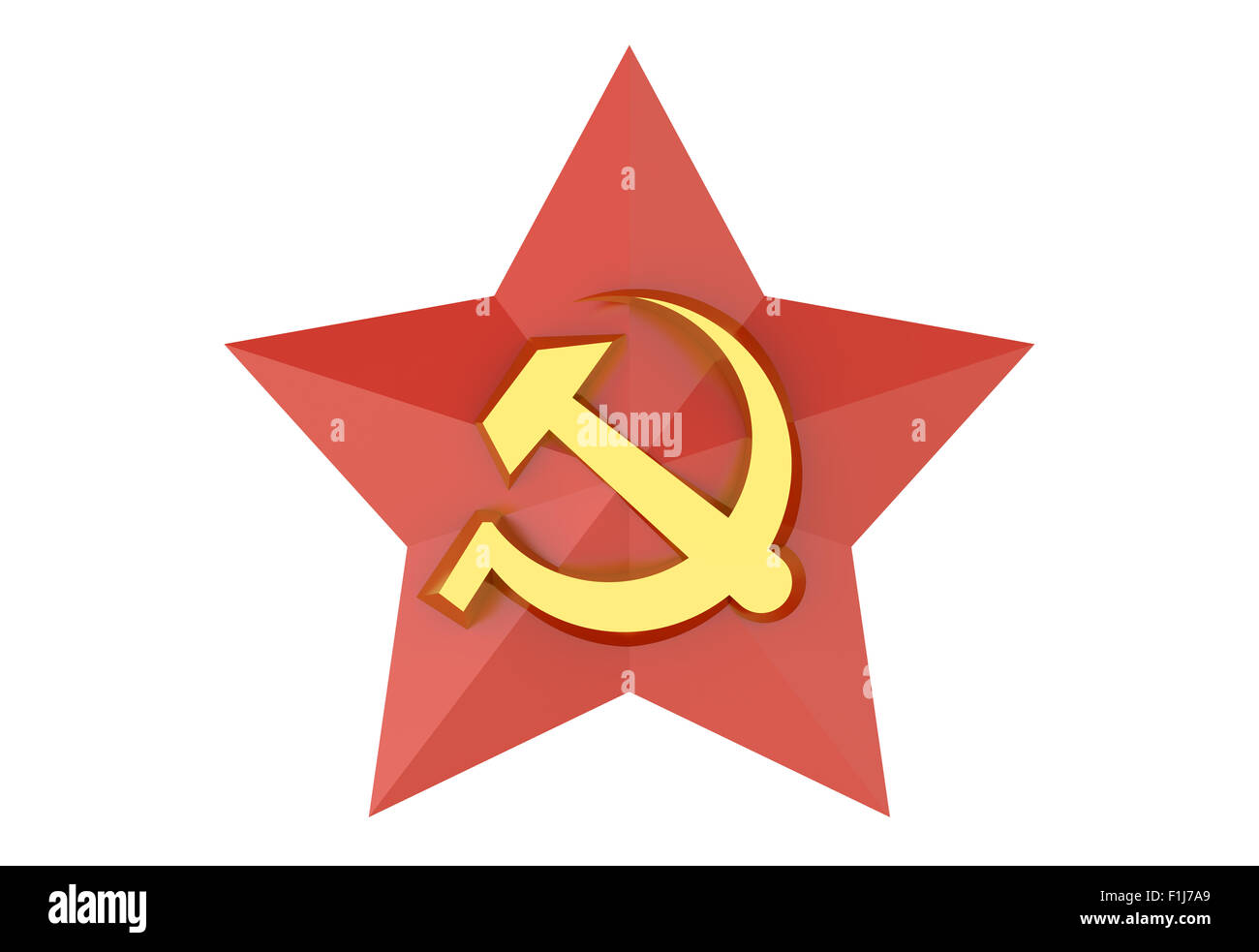 Badge étoile rouge soviétique isolé sur fond blanc Banque D'Images