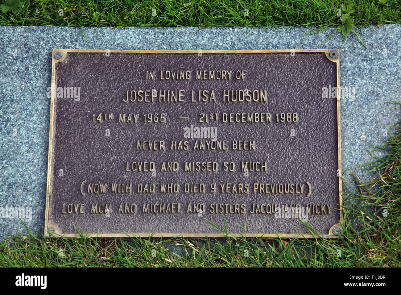 PanAm Lockerbie103 En souvenir Memorial Josephine Lisa Hudson, Ecosse Banque D'Images