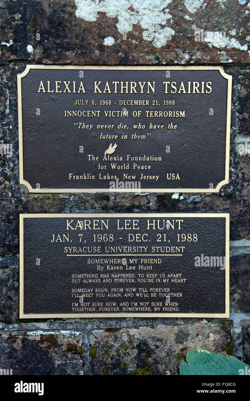PanAm Lockerbie103 En souvenir Memorial Alexia Kathryn Tsairis victime innocente du terrorisme Fondation pour la paix mondiale Banque D'Images