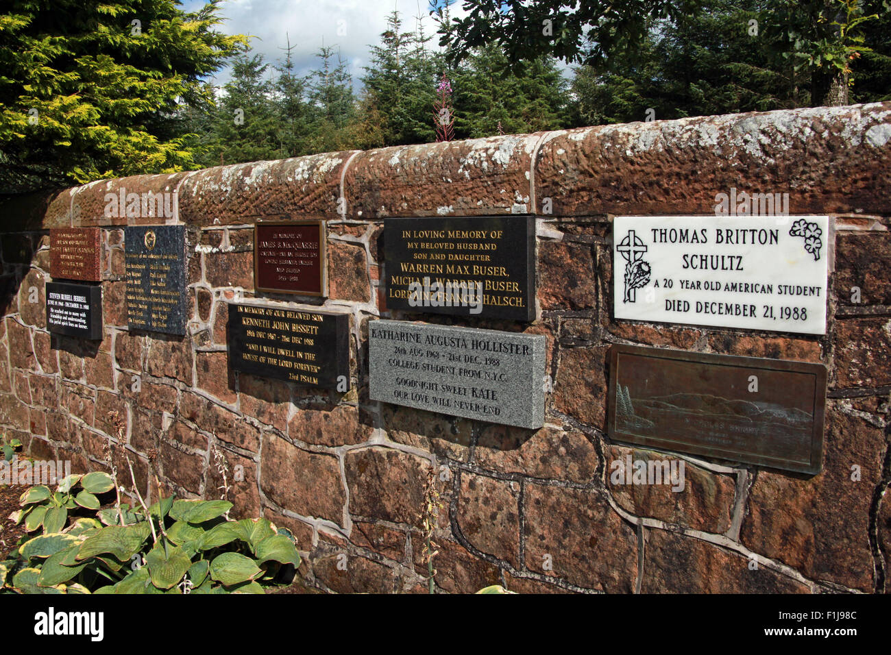 PanAm Lockerbie103 En souvenir Memorial Wall Thomas Britton Schultz, Ecosse Banque D'Images