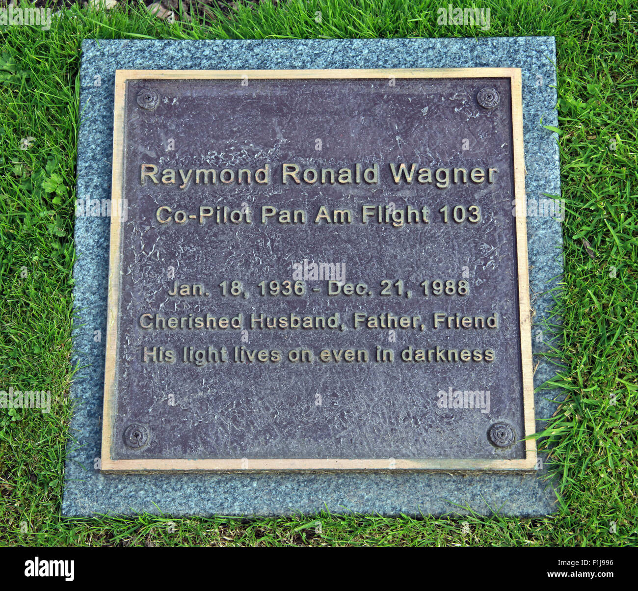 PanAm Lockerbie103 En souvenir Memorial Raymond Ronald Wagner Co-Pilot, Ecosse Banque D'Images