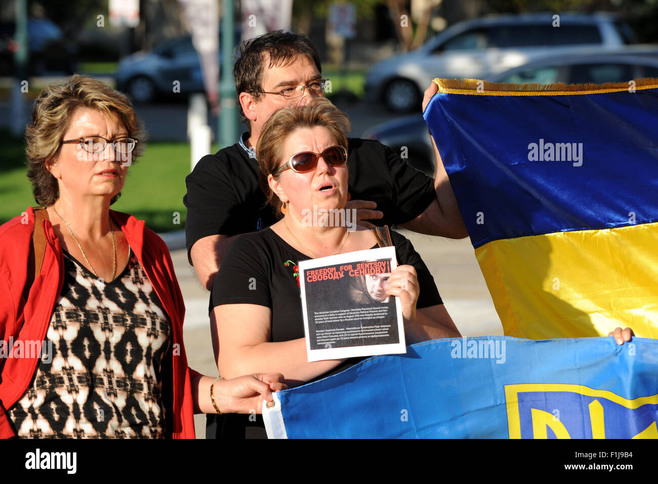 Le Congrès des Ukrainiens canadiens - conseiller provincial du Manitoba a organisé une manifestation en soutien du prisonnier politique Oleh Sentsov Banque D'Images