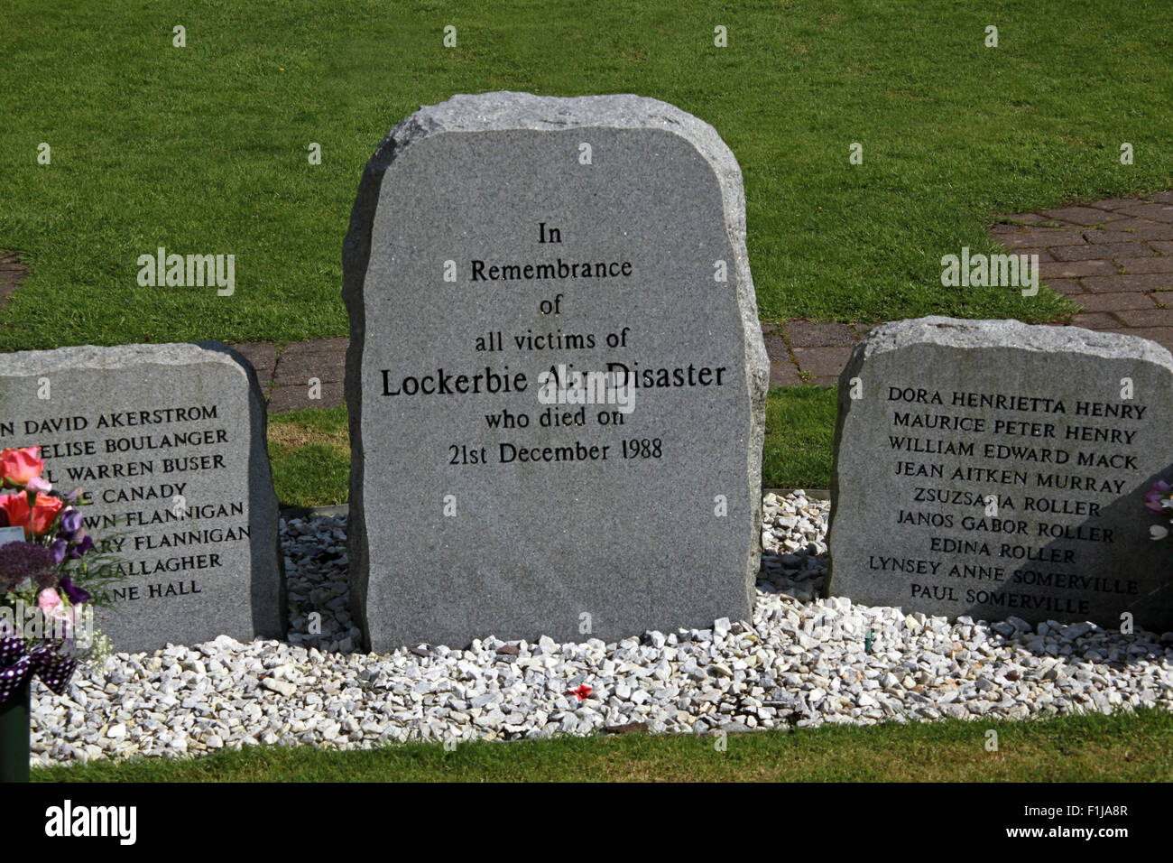 Lockerbie PanAm103 à Remembrance Memorial Stone, Écosse, Royaume-Uni, DG11 1HZ - Dumfries Road, Dumfriesshire Banque D'Images