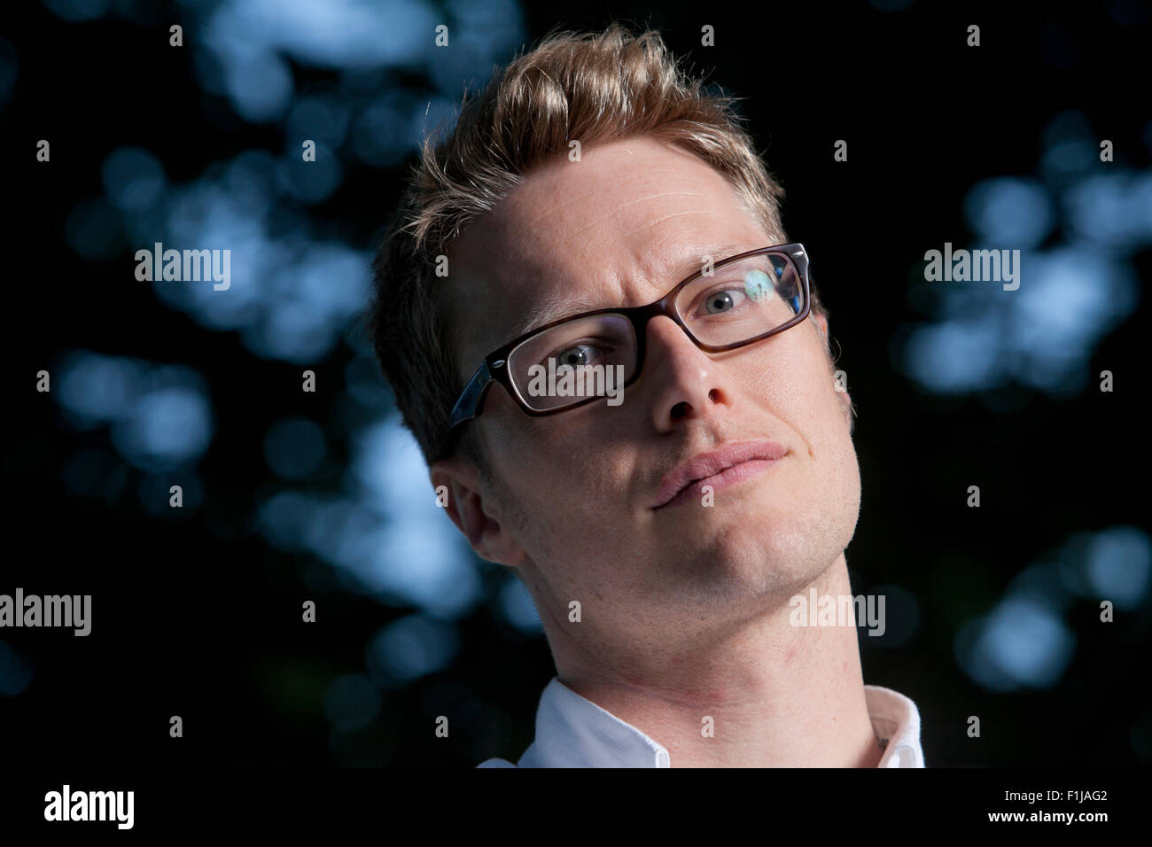 Marcus O'Dair, l'auteur, biographe et journaliste musical, à l'Edinburgh International Book Festival 2015. Banque D'Images