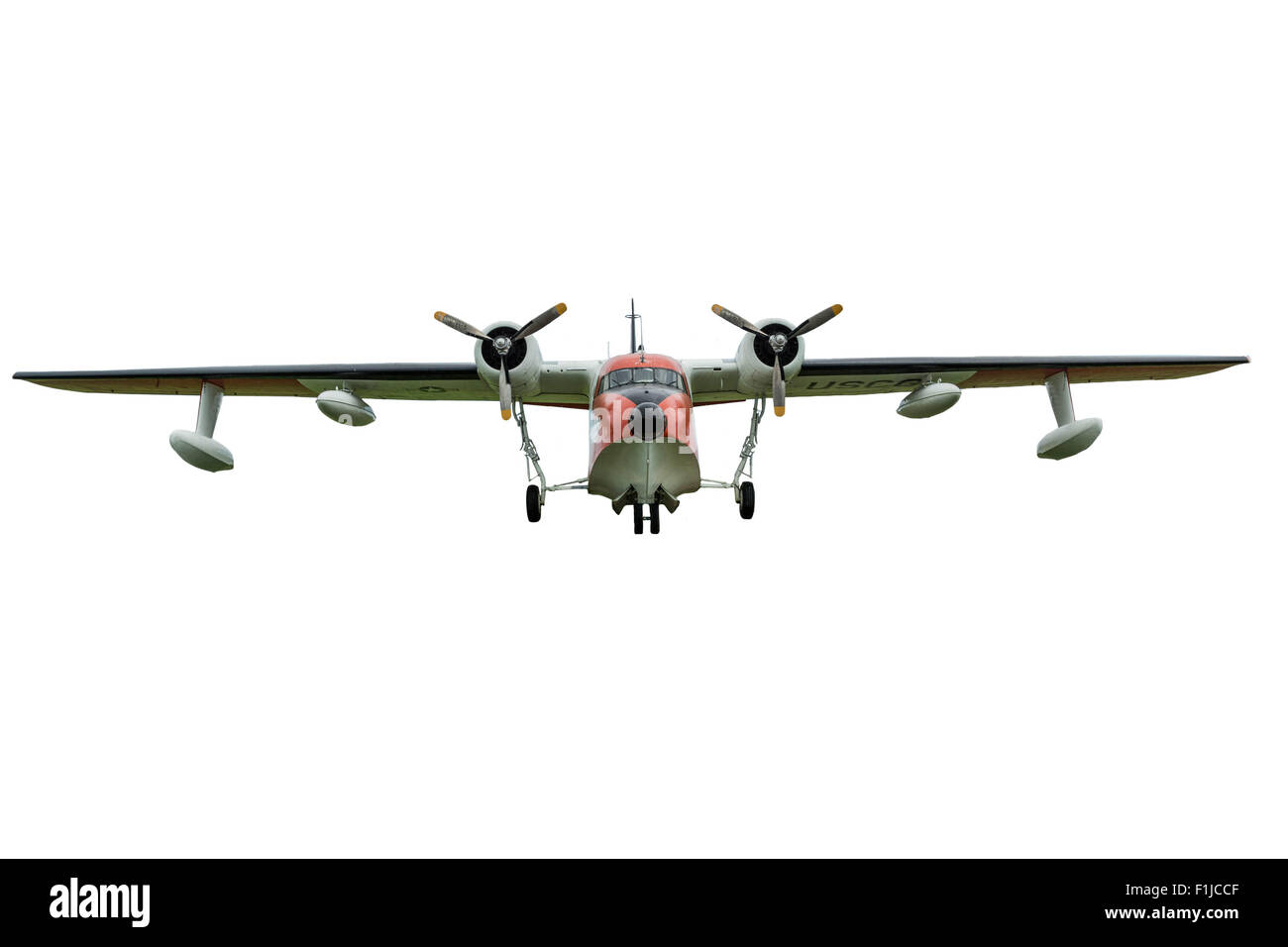 Un HU-16 Albatross twin radial amphibie moteur bateau volant sur un fond blanc. Banque D'Images