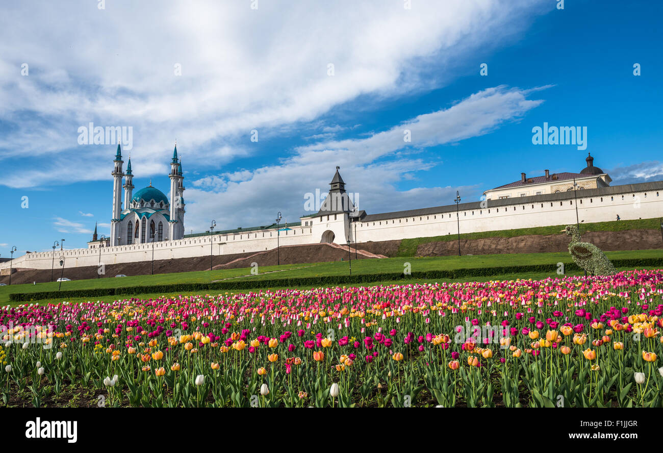 La mosquée Kul-Sharif et Kremlin de Kazan, Tatarstan, Russie Banque D'Images