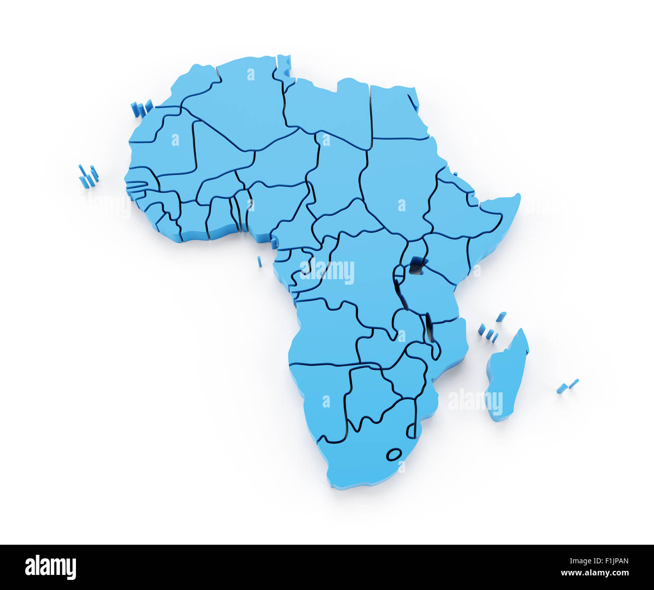 Carte de l'Afrique avec les frontières nationales Banque D'Images