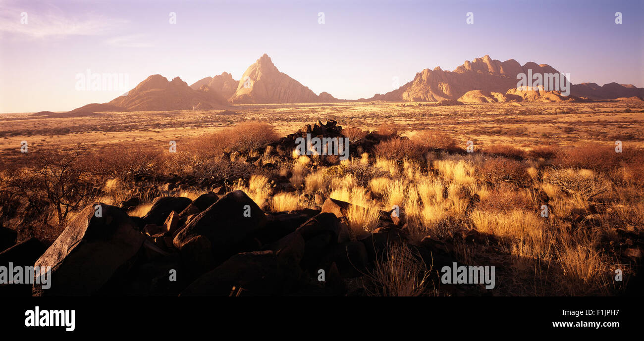 Paysage Aperçu Spitzkoppe, Namibie, Afrique du Sud Banque D'Images