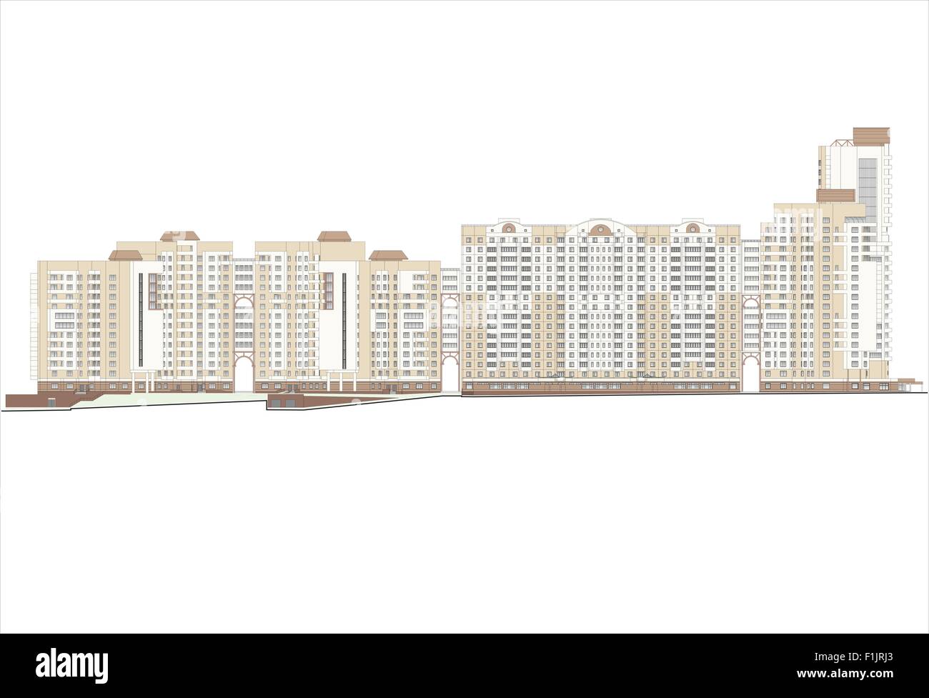 Les bâtiments et structures du début et du milieu du xxe siècle. Dessins de maisons de l'architecture classique Banque D'Images