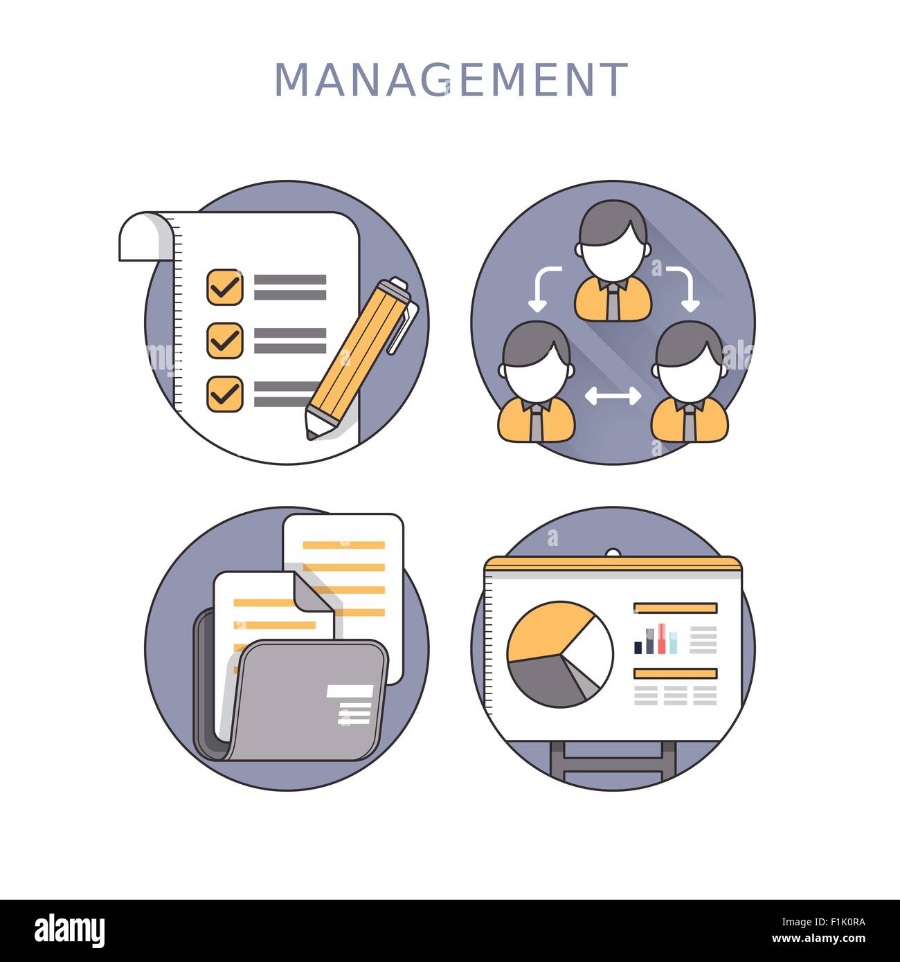 Concept de gestion d'entreprise en ligne fine style Illustration de Vecteur