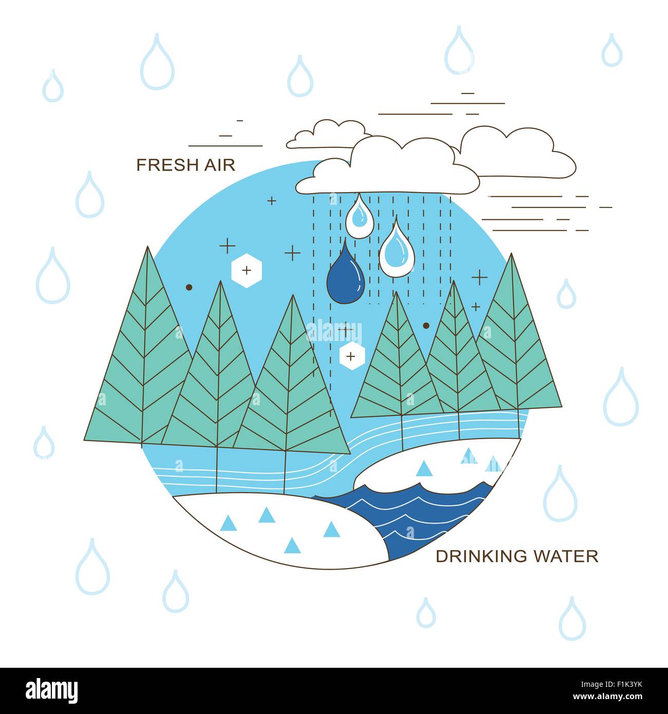 Concept des ressources en eau dans des couches minces style de ligne Illustration de Vecteur