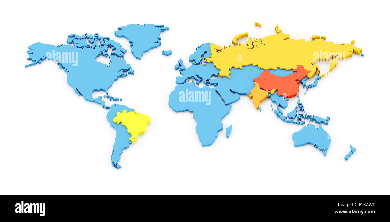 Carte du monde de BRIC Banque D'Images