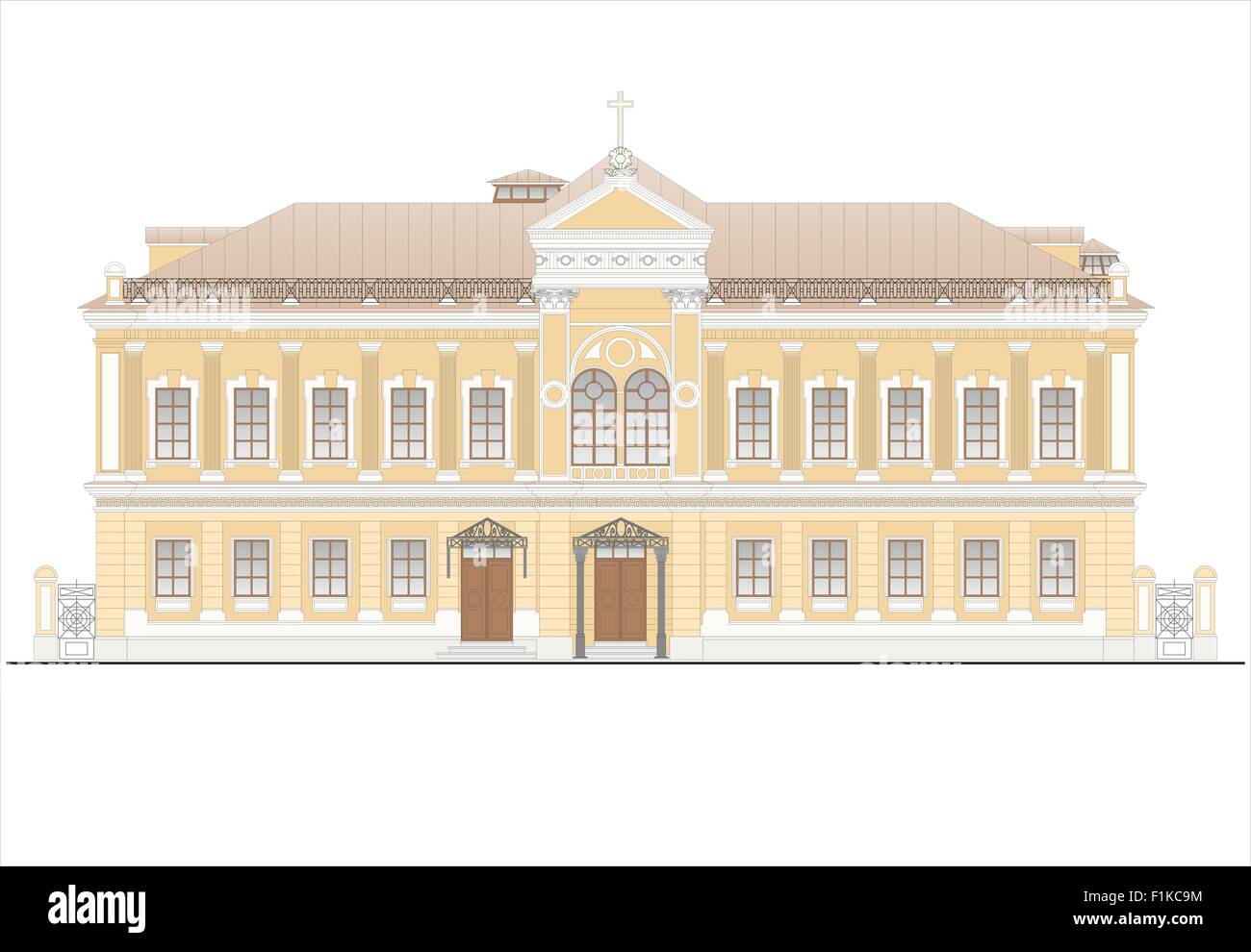 Les bâtiments et structures du début et du milieu du xxe siècle. Dessins de maisons de l'architecture classique Banque D'Images