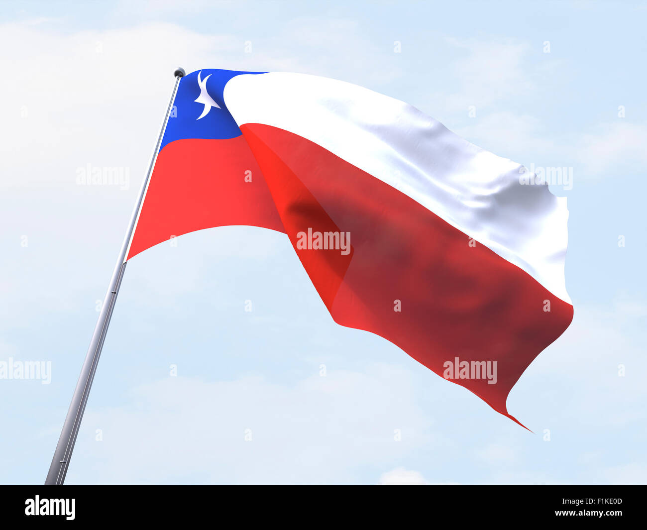 Drapeau chili sur ciel clair. Banque D'Images