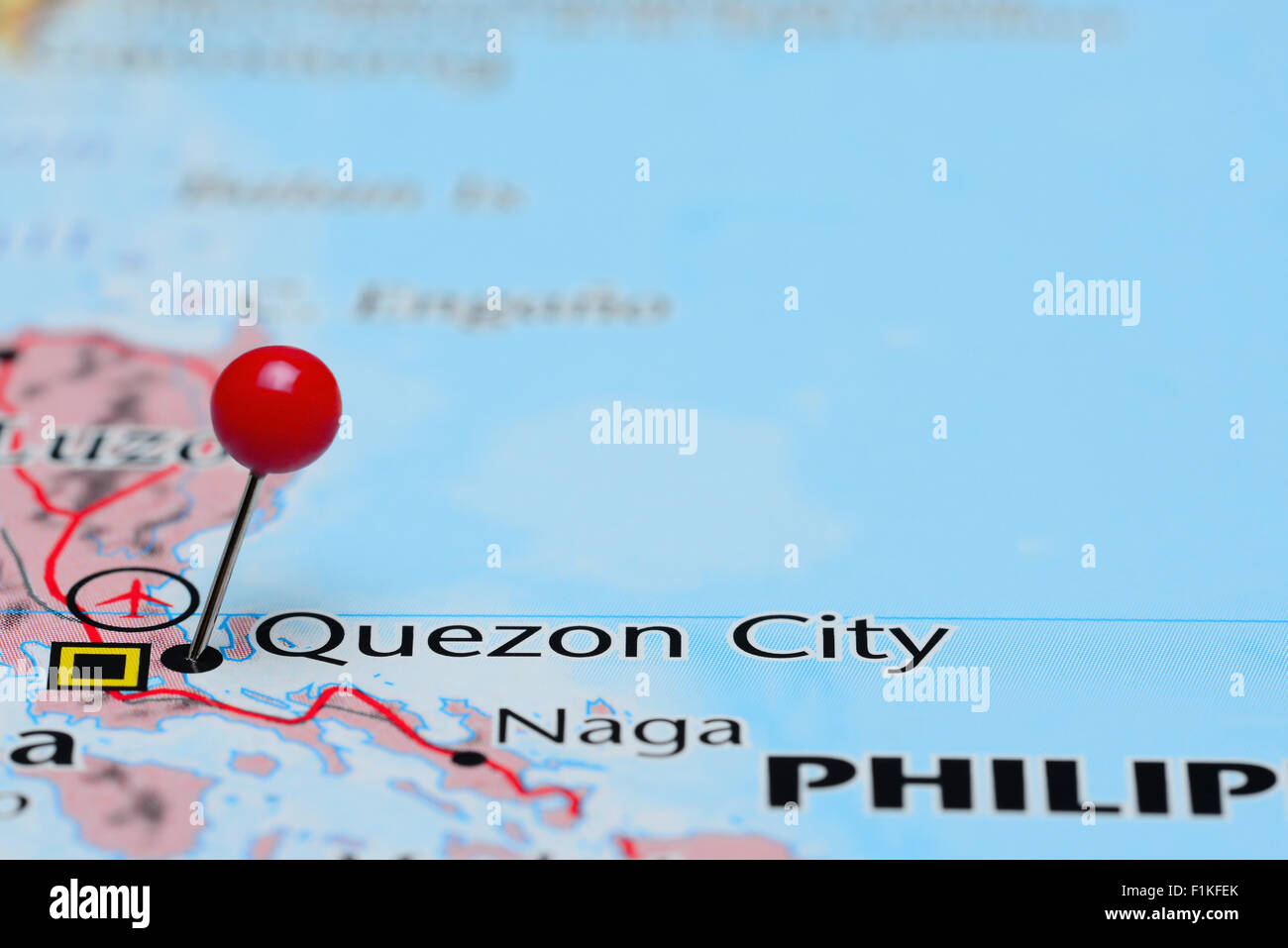 Quezon City sur une carte de l'Asie Banque D'Images
